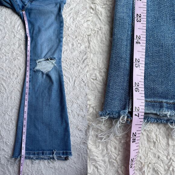 Good American good legs crop mini boot jeans kick crop flare bootcut distressed - Picture 5 of 14